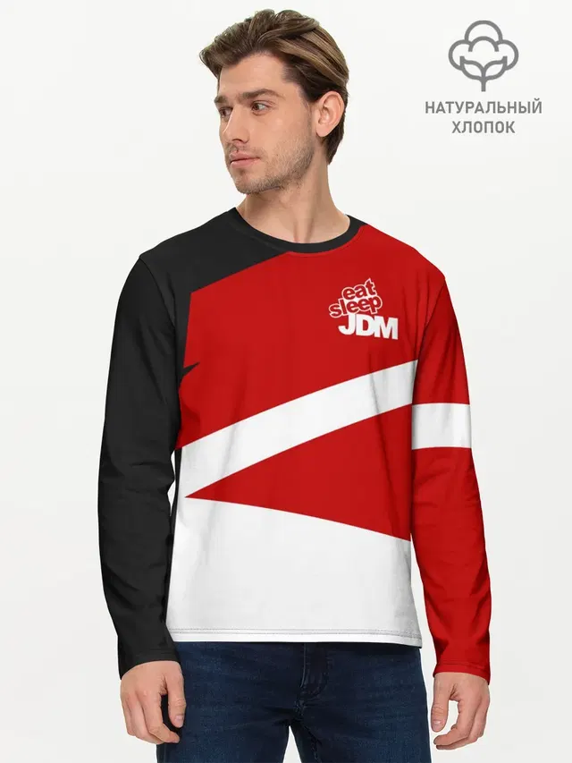 Мужской лонгслив базовый с принтом «JDM Style — JDM SPORT»