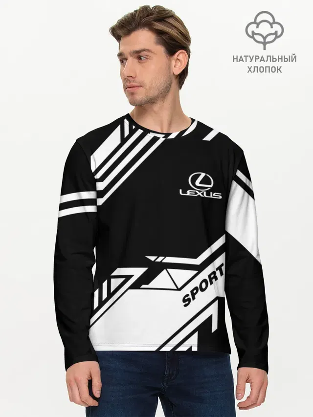 Мужской лонгслив базовый с принтом «Lexus — LEXUS SPORT»