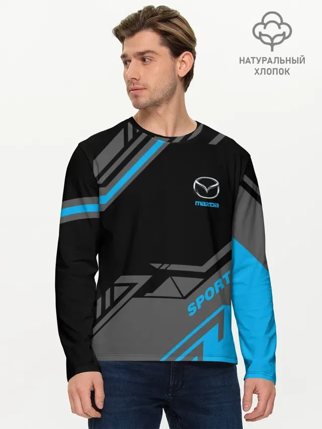 Мужской лонгслив базовый с принтом «Mazda — MAZDA SPORT»