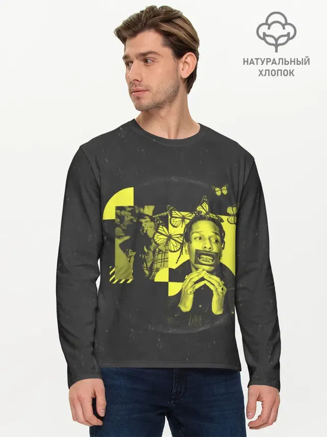 Мужской лонгслив базовый с принтом «ASAP Rocky. TESTING»