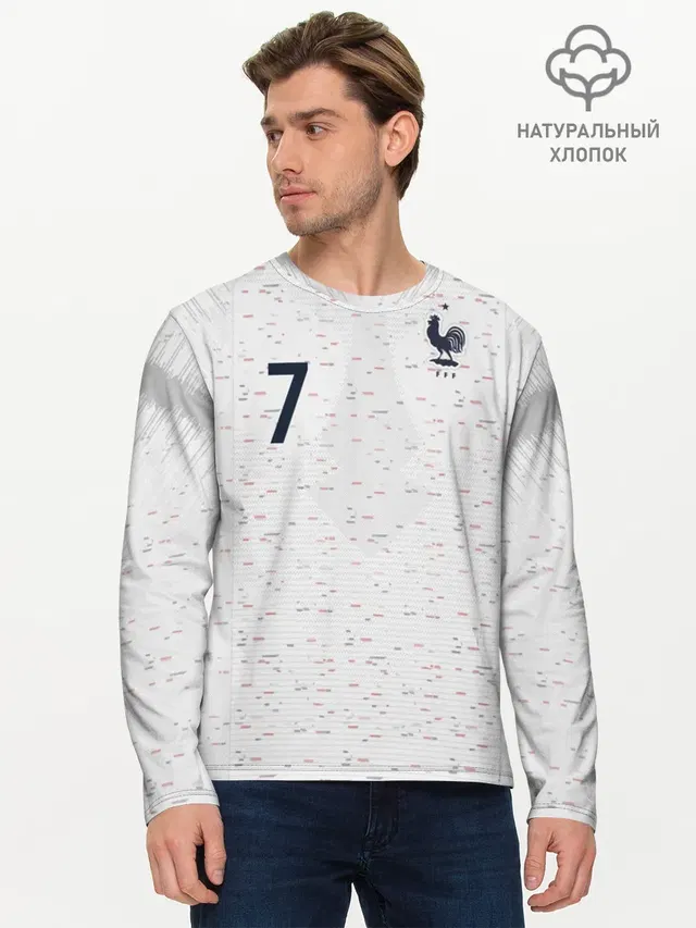 Мужской лонгслив базовый с принтом «Сборная Франции — Griezmann away WC 2018»