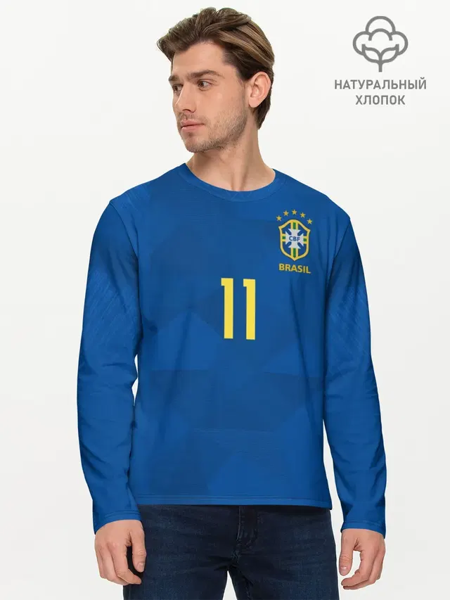 Мужской лонгслив базовый с принтом «Coutinho away WC 2018»