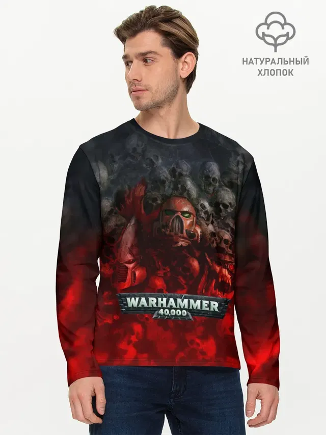 Мужской лонгслив базовый с принтом «Ork — Warhammer 40000: Dawn Of War»