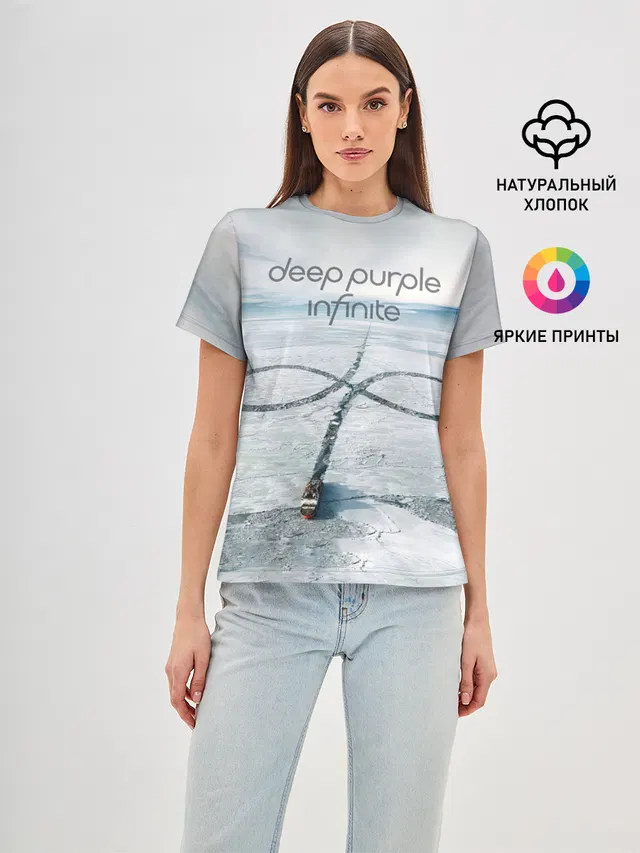 Женская базовая футболка с принтом «Infinite - Deep — Infinite - Deep Purple»