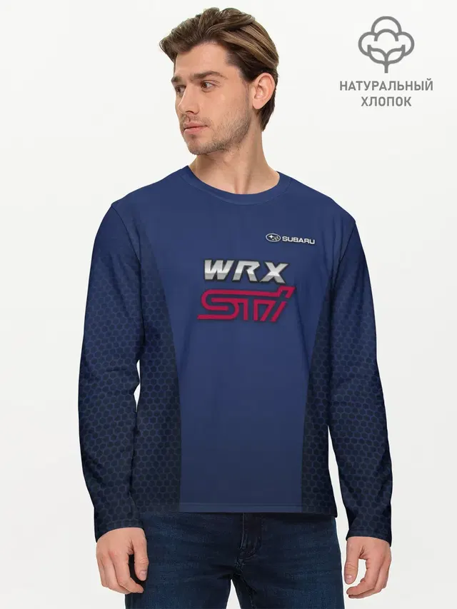 Мужской лонгслив базовый с принтом «Subaru WRX STI»