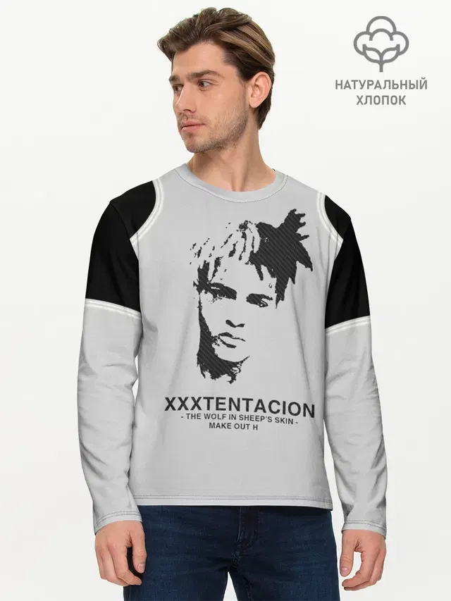 Мужской лонгслив базовый с принтом «XXXtentacion»