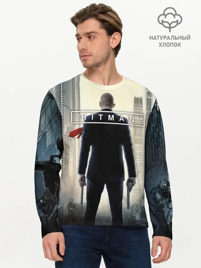 Мужской лонгслив базовый с принтом «Hitman — Hitman _5»