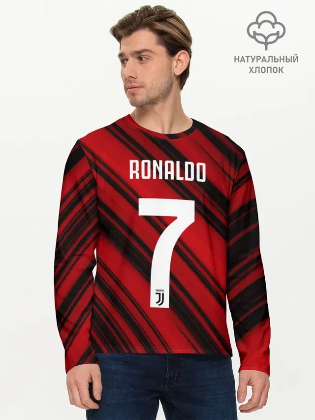Мужской лонгслив базовый с принтом «Ювентус — RONALDO JUVE SPORT»