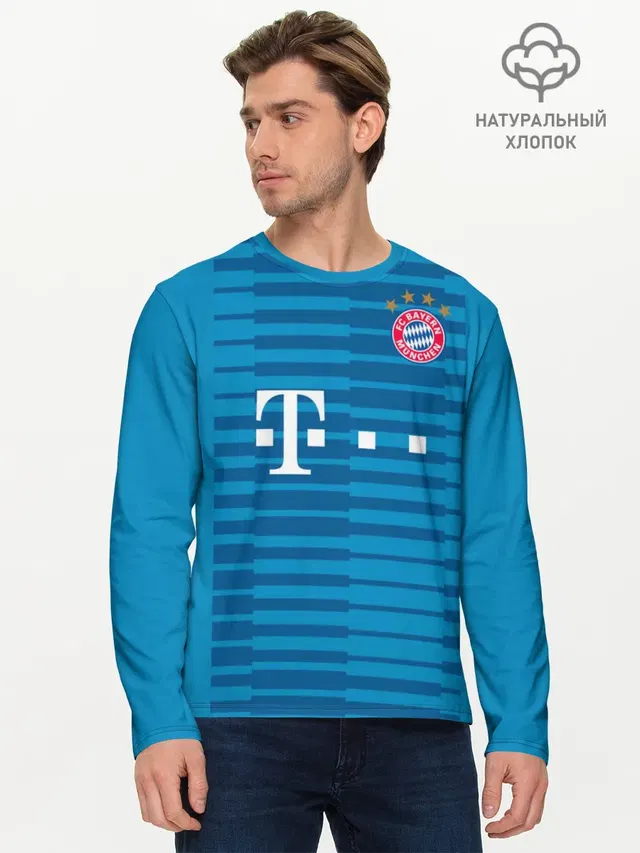 Мужской лонгслив базовый с принтом «Bayern Munchen — Neuer home 18-19»