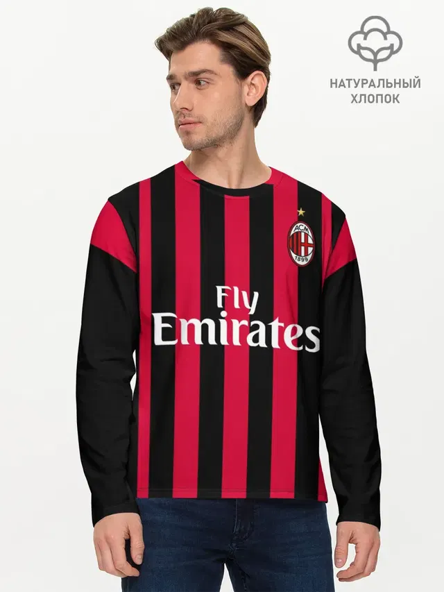 Мужской лонгслив базовый с принтом «Милан — Milan home 18-19»