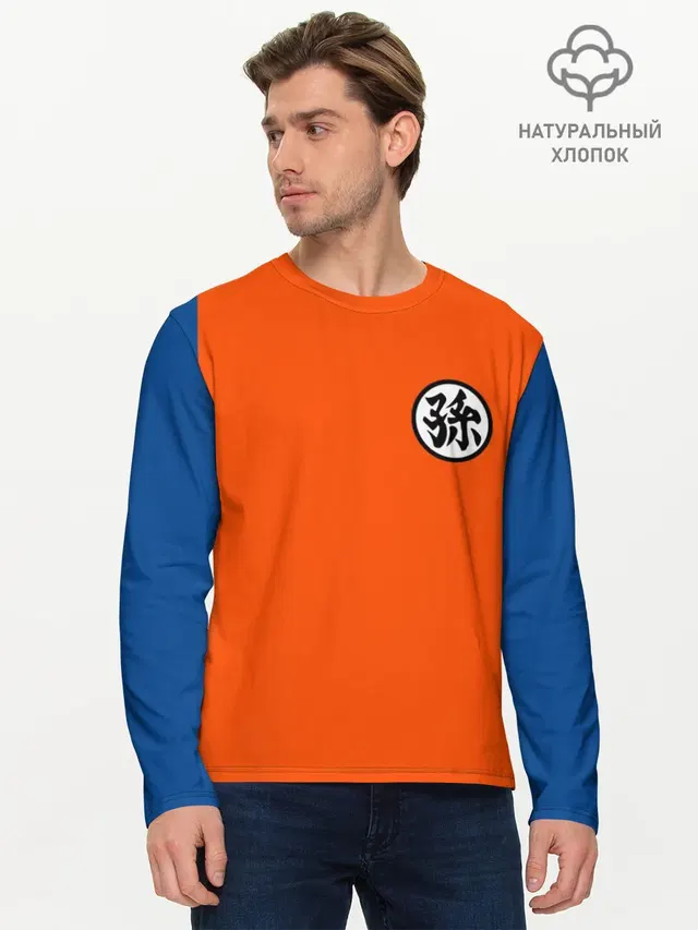 Мужской лонгслив базовый с принтом «Dragon ball — GOKU KANJI»