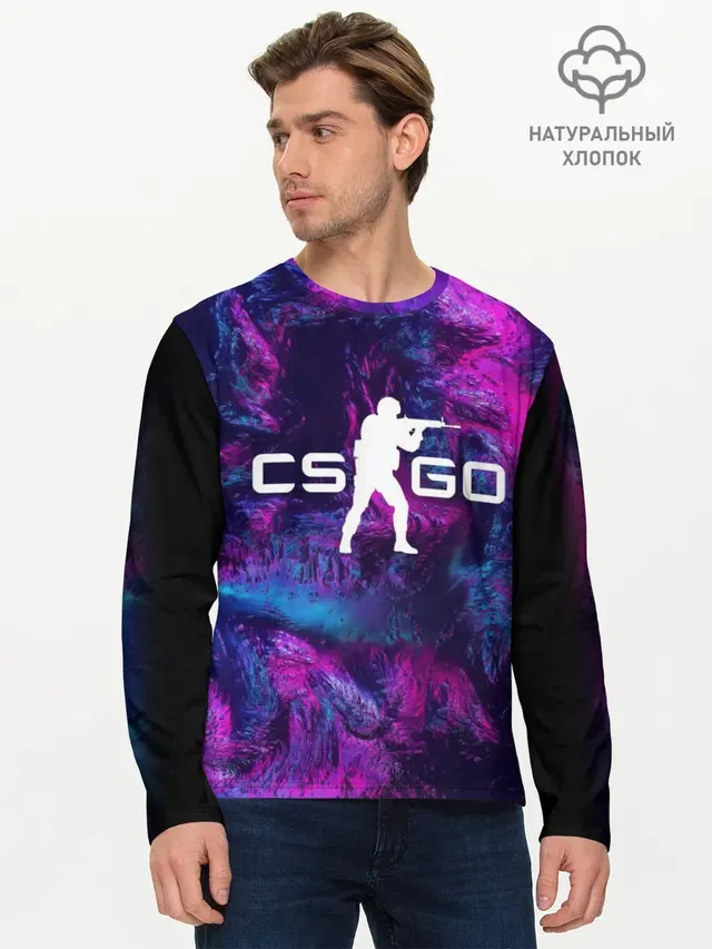 Мужской лонгслив базовый с принтом «Counter-Strike — CS GO HYPER BEAST LANDSCAPE»