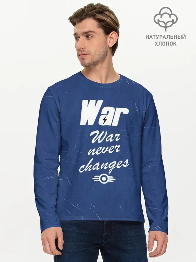 Мужской лонгслив базовый с принтом «WAR Never Changes»