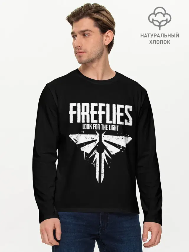 Мужской лонгслив базовый с принтом «The Fireflies»