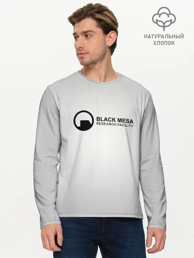 Мужской лонгслив базовый с принтом «Half-Life — Black Mesa»