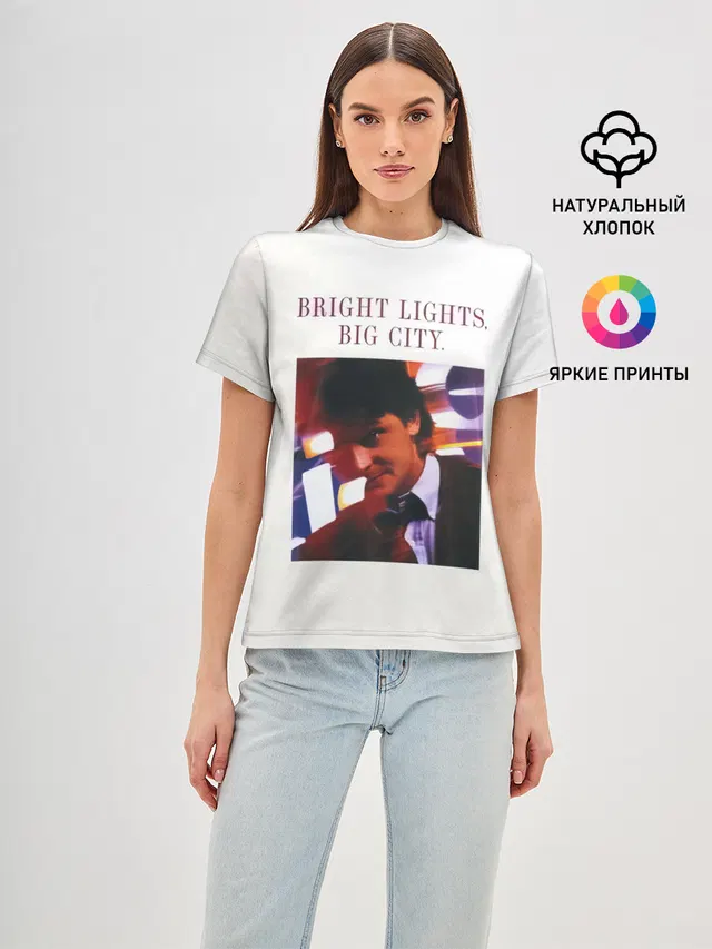 Женская базовая футболка с принтом «Bright Lights — Bright Lights, Big City - Depeche Mode»