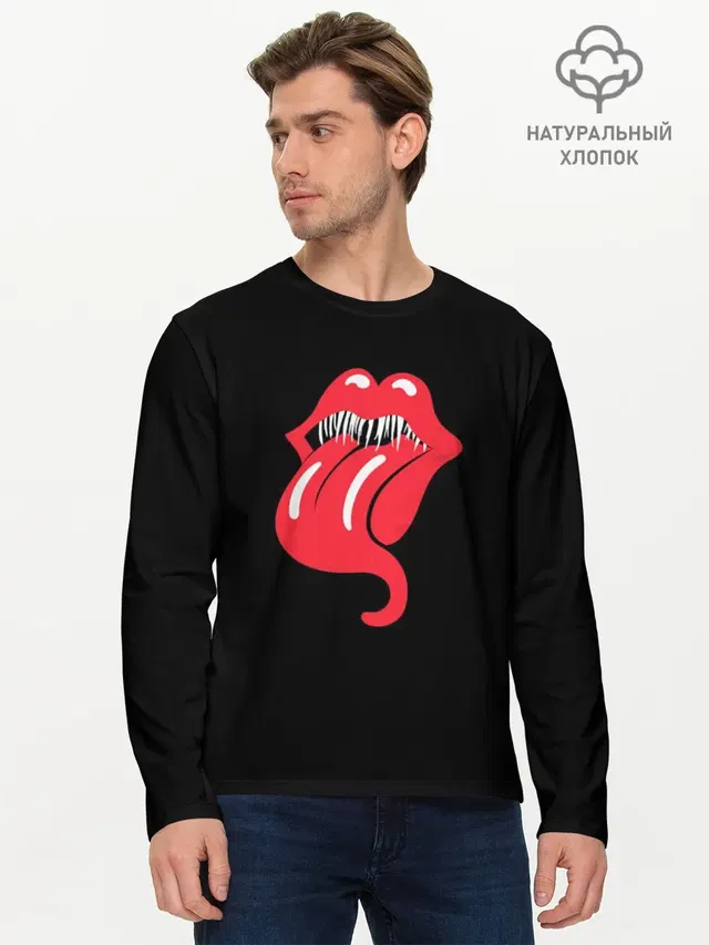 Мужской лонгслив базовый с принтом «Rolling Stones — Monsters Kiss»