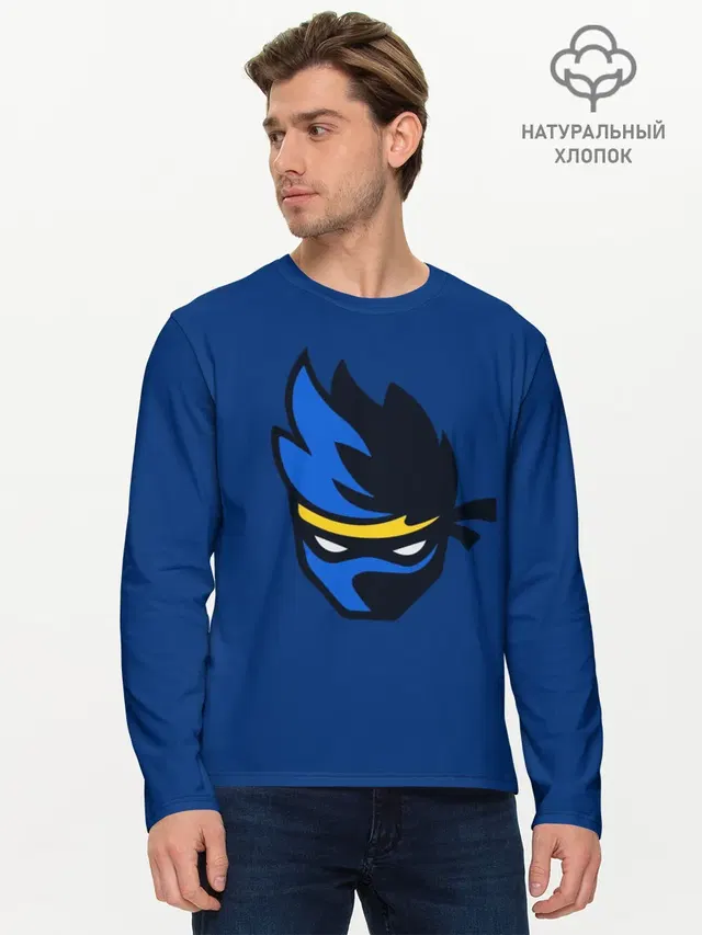 Мужской лонгслив базовый с принтом «Фортнайт — Ninja streamer»