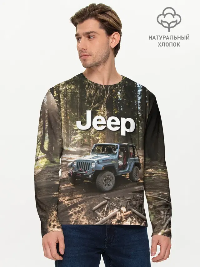 Мужской лонгслив базовый с принтом «Chrysler — Jeep»