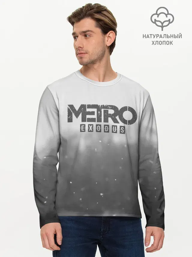 Мужской лонгслив базовый с принтом «Metro Winter»
