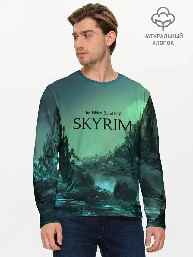Мужской лонгслив базовый с принтом «The Elder Scrolls — SKYRIM»