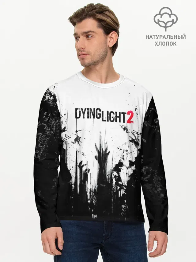 Мужской лонгслив базовый с принтом «Dying Light — Dying Light 2»