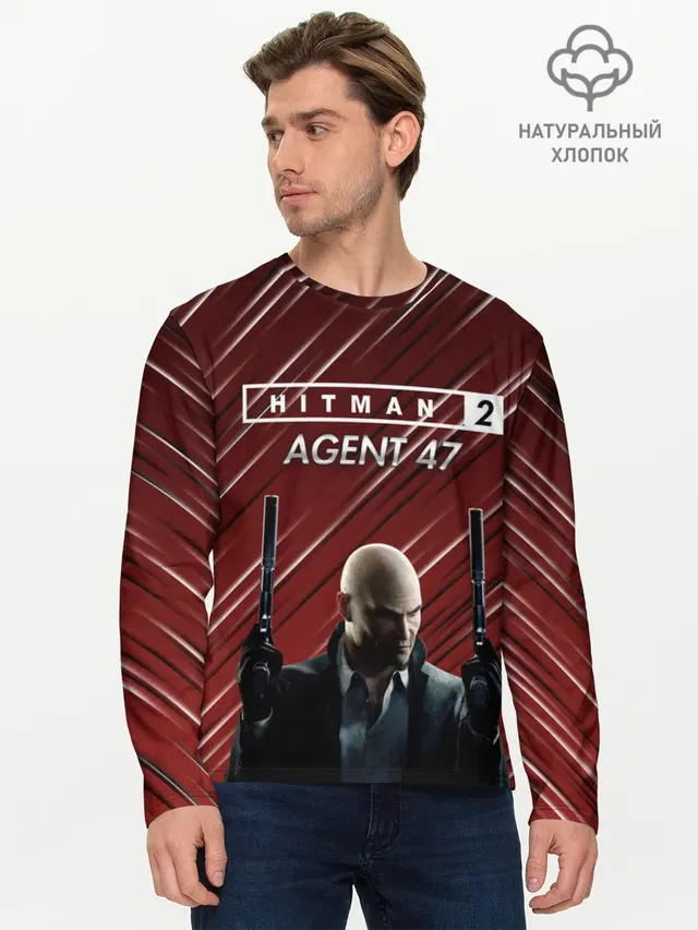 Мужской лонгслив базовый с принтом «Hitman — Hitman 2 #2»