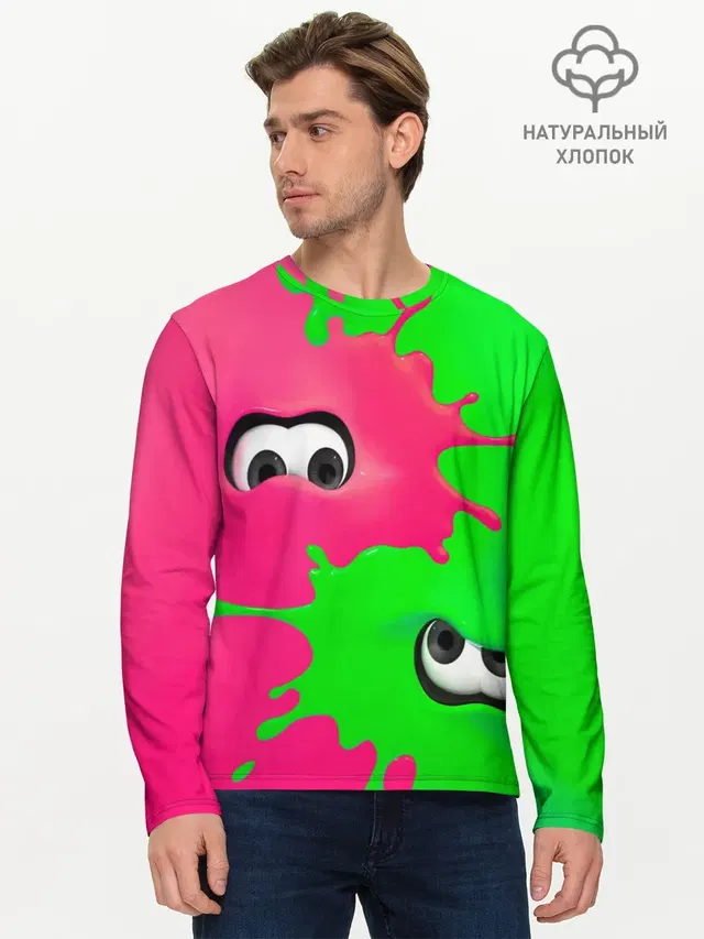 Мужской лонгслив базовый с принтом «Splatoon»