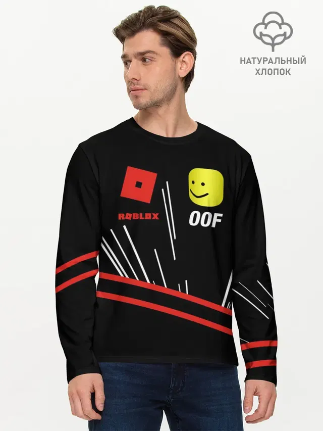 Мужской лонгслив базовый с принтом «Роблокс — Roblox OOF Meme»