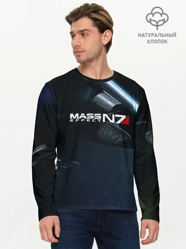 Мужской лонгслив базовый с принтом «Mass Effect — MASS EFFECT N7»