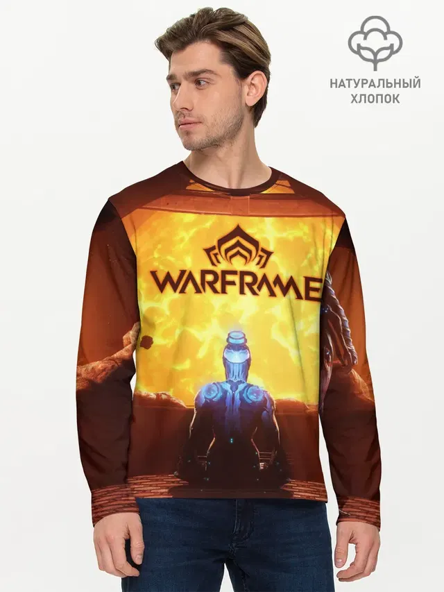 Мужской лонгслив базовый с принтом «Warframe»