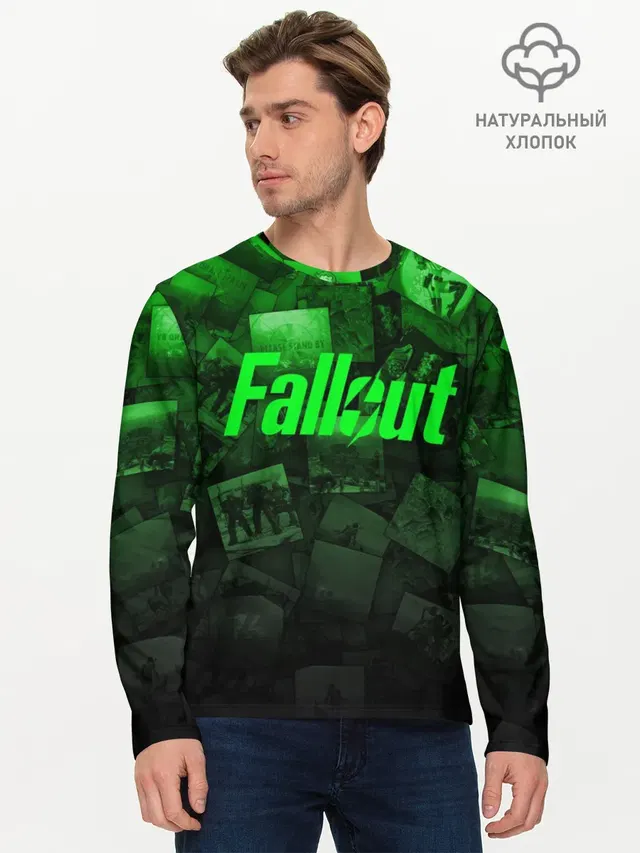 Мужской лонгслив базовый с принтом «Vault Boy»
