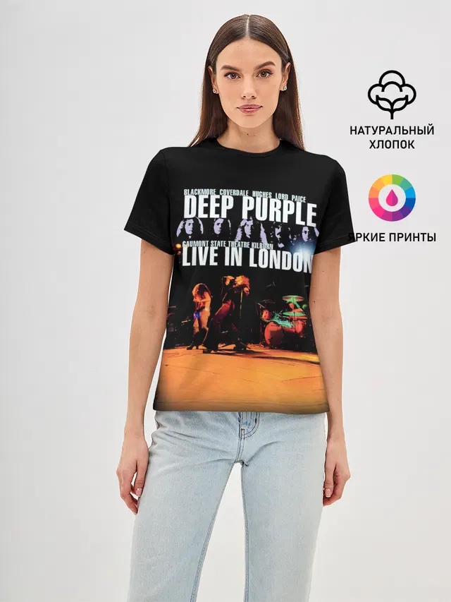 Женская базовая футболка с принтом «Live In London — Deep Purple - Live In London»