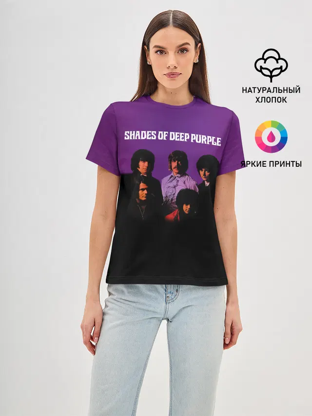 Женская базовая футболка с принтом «Shades of Deep — Shades of Deep Purple»