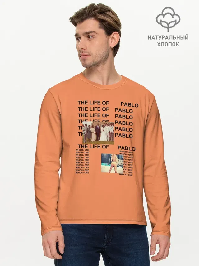 Мужской лонгслив базовый с принтом «Kanye West — Kanye West PABLO»