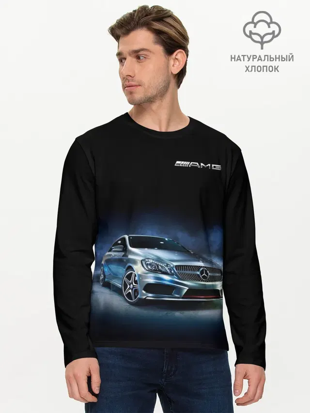 Мужской лонгслив базовый с принтом «Merсedes — Mercedes AMG»