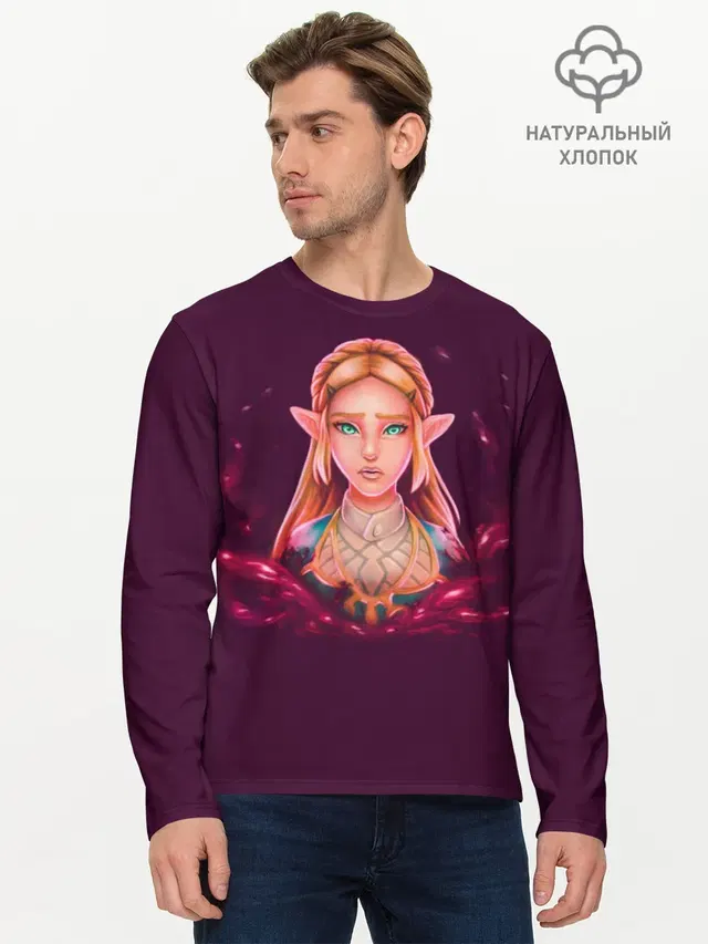 Мужской лонгслив базовый с принтом «The Legend of Zelda — Принцесса Зельда»