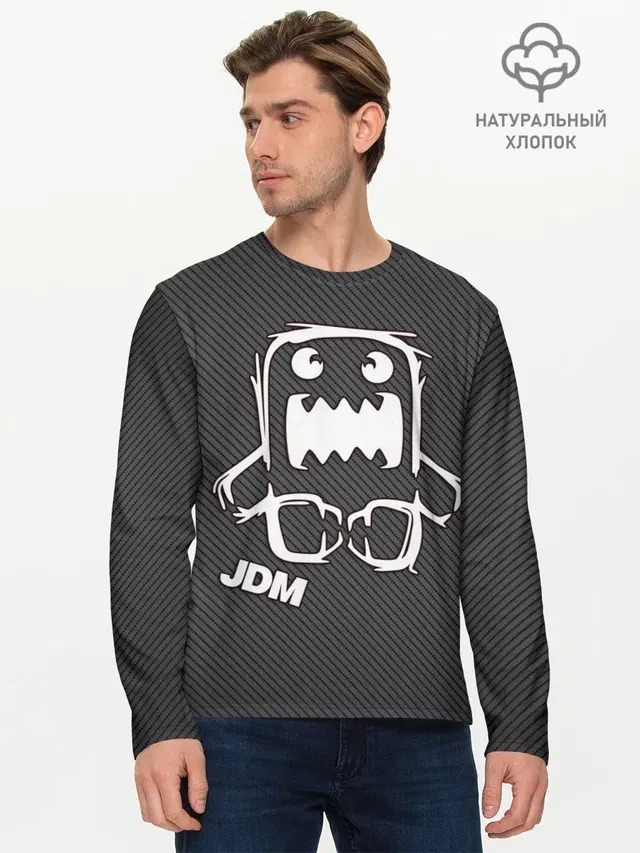 Мужской лонгслив базовый с принтом «JDM»