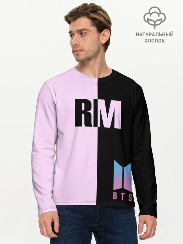 Мужской лонгслив базовый с принтом «BTS — BTS RM»
