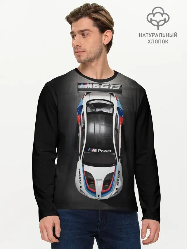 Мужской лонгслив базовый с принтом «BMW — BMW M Power»