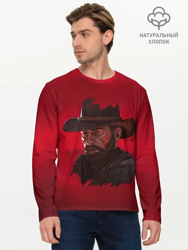 Мужской лонгслив базовый с принтом «Arthur Morgan»