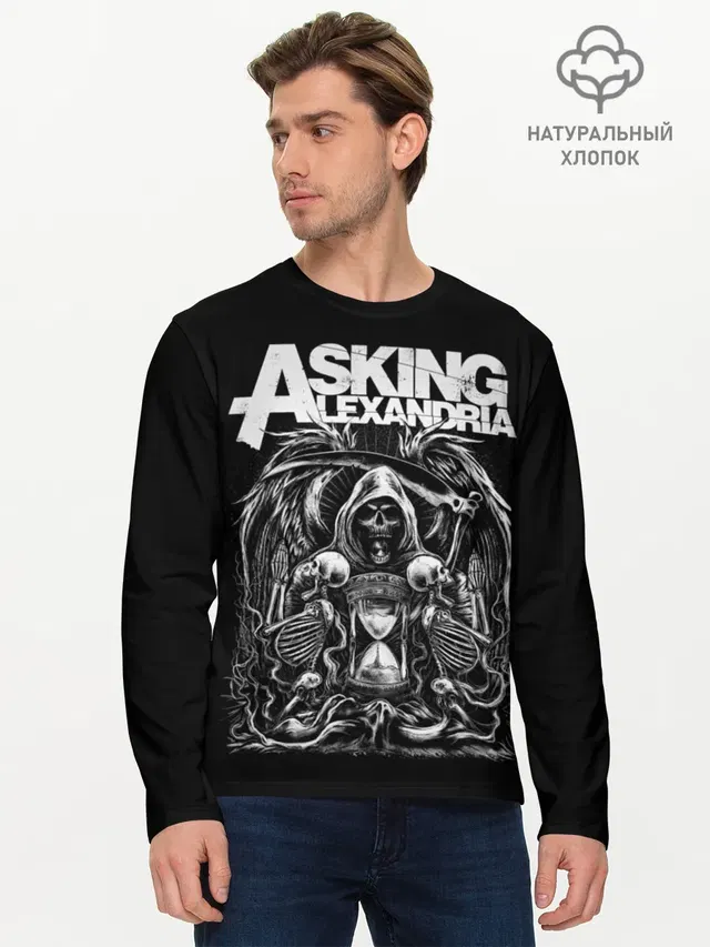 Мужской лонгслив базовый с принтом «Asking Alexandria»