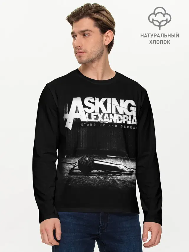 Мужской лонгслив базовый с принтом «Asking Alexandria»
