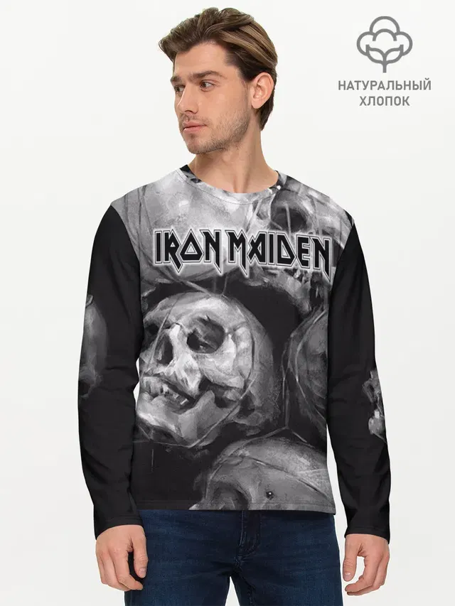Мужской лонгслив базовый с принтом «Iron Maiden»