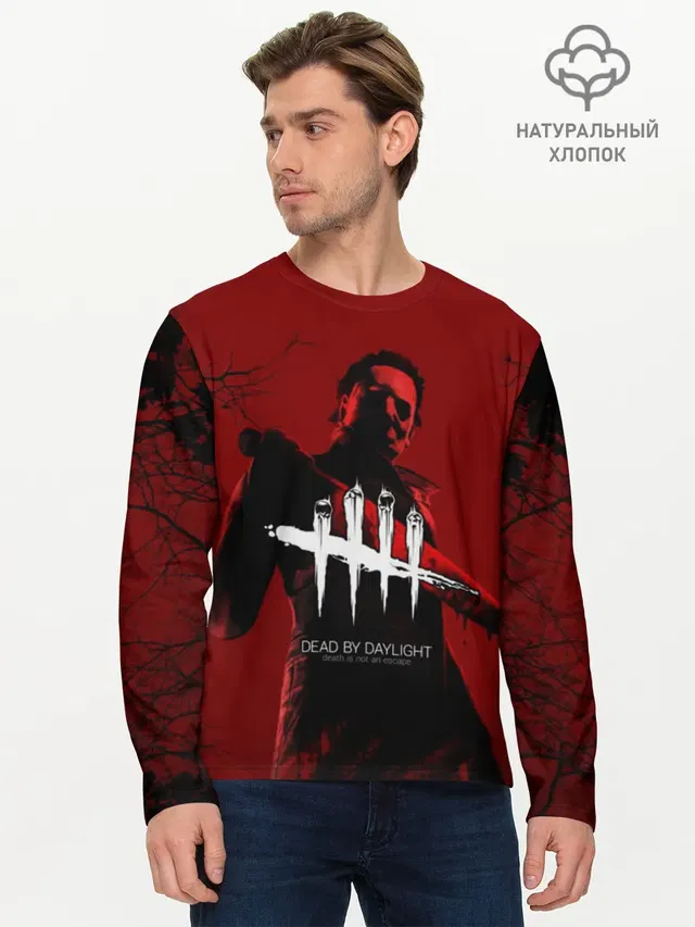 Мужской лонгслив базовый с принтом «Dead by Daylight»