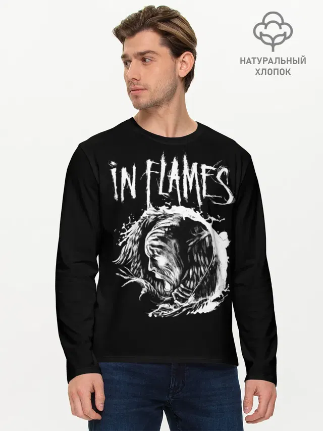 Мужской лонгслив базовый с принтом «In Flames»