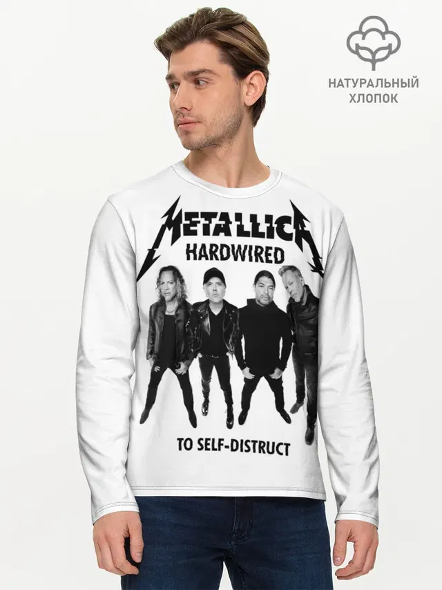Мужской лонгслив базовый с принтом «Metallica»