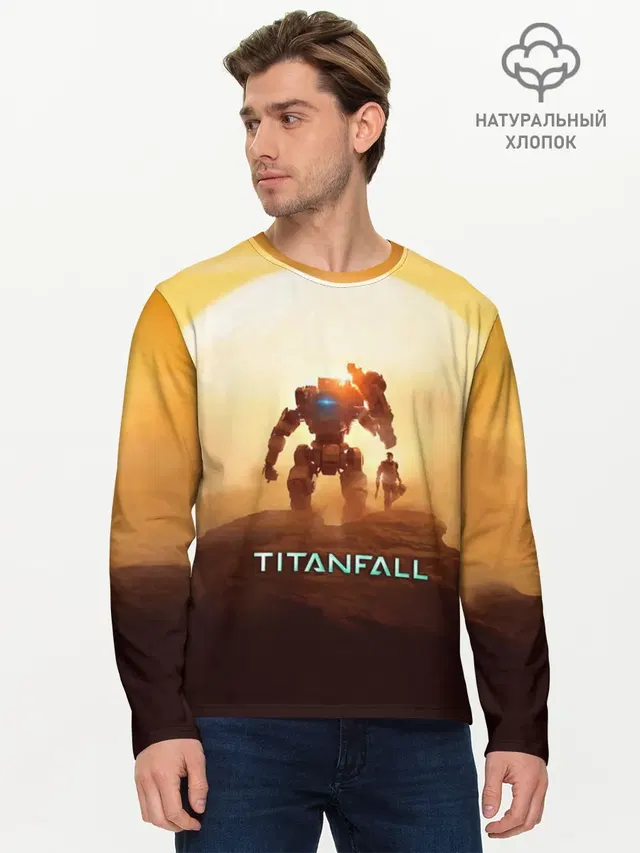 Мужской лонгслив базовый с принтом «Titanfall»