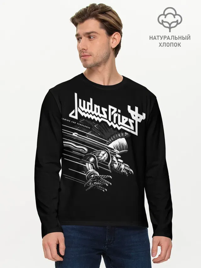 Мужской лонгслив базовый с принтом «Judas Priest»