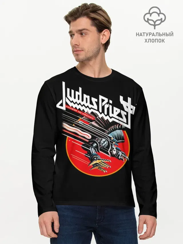 Мужской лонгслив базовый с принтом «Screaming for Vengeance»